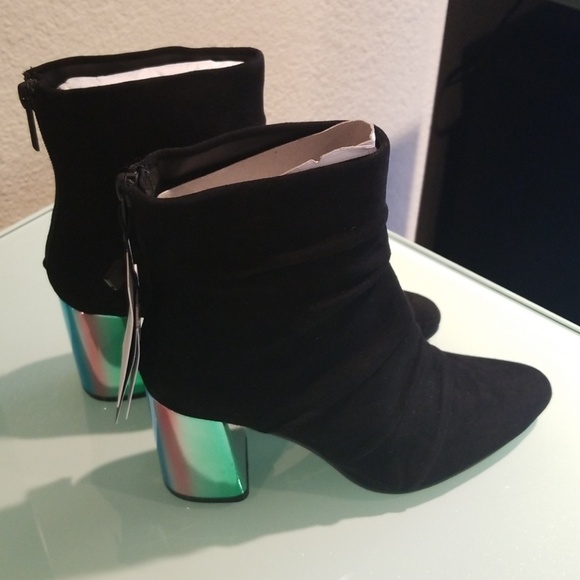 Zara Leather Ankle boots shimmery heel 6 - Picture 6 of 10